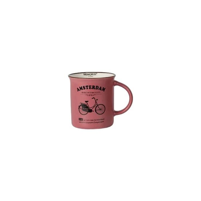 Mok Memoriez - Amsterdamse Fietsen - Mat Fuchsia, Groot