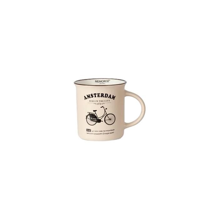 Mok Memoriez - Amsterdamse Fietsen - Mat Zandkleur, Groot