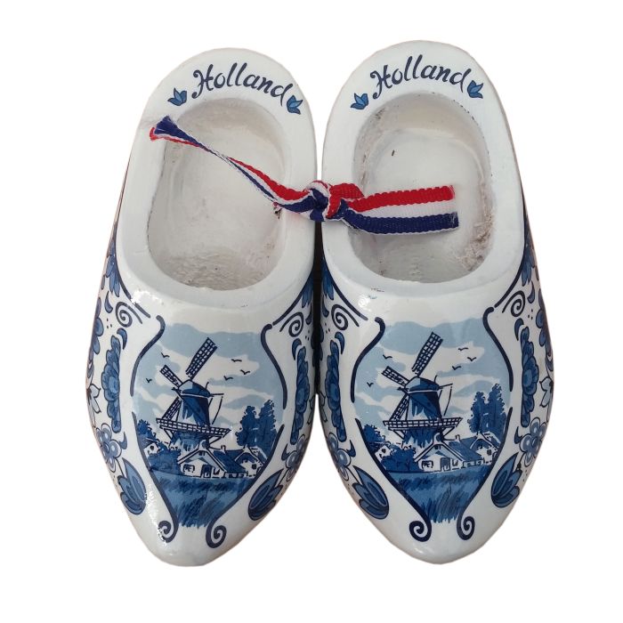 Set houten klompjes 10cm, delfts blauw