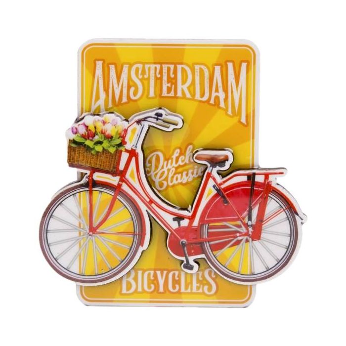 Magnet Yellow Bicycle Shiny Amsterdam