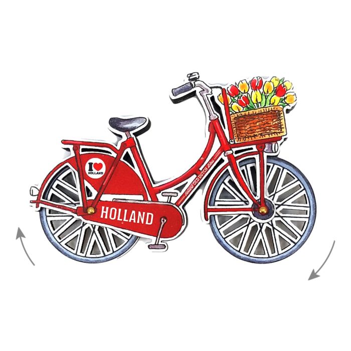 Magnet Holland bicycle red rotating wheels