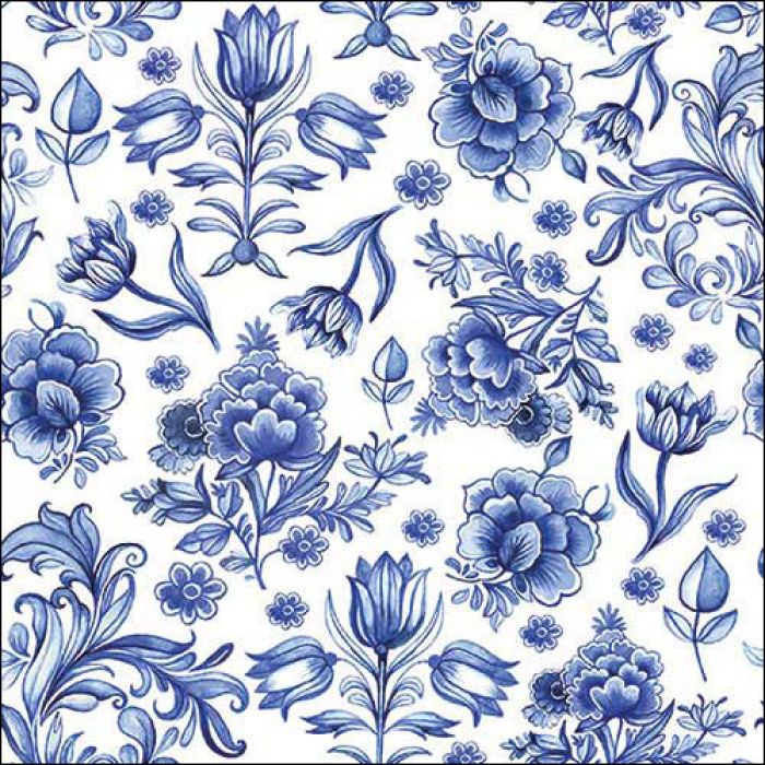 Pack of Napkins "Delft Blue flowers" (20 Pieces)