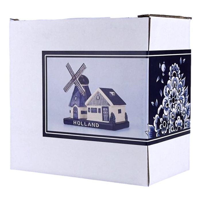 Windmill with House Holland - Delftware in box , 13 cm