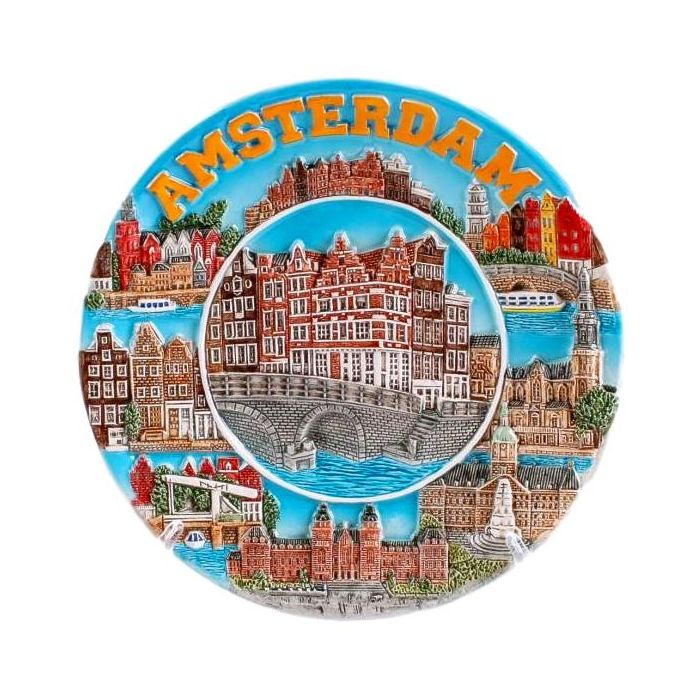 Wandbord Amsterdamse grachtenhuisjes, 10 cm (klein)