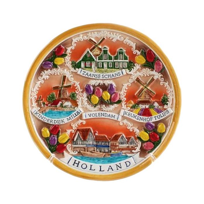 Plate Dutch tourist attractions, 20 cm (large)