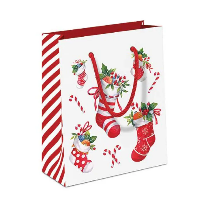 Cadeautasje X-Mas stockings wit