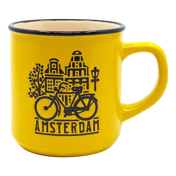 Mok Amsterdam fiets geel - klein