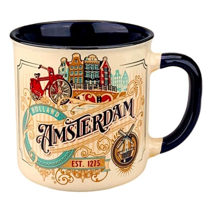 Beker Vintage Ornaments Amsterdam Wit- Klein