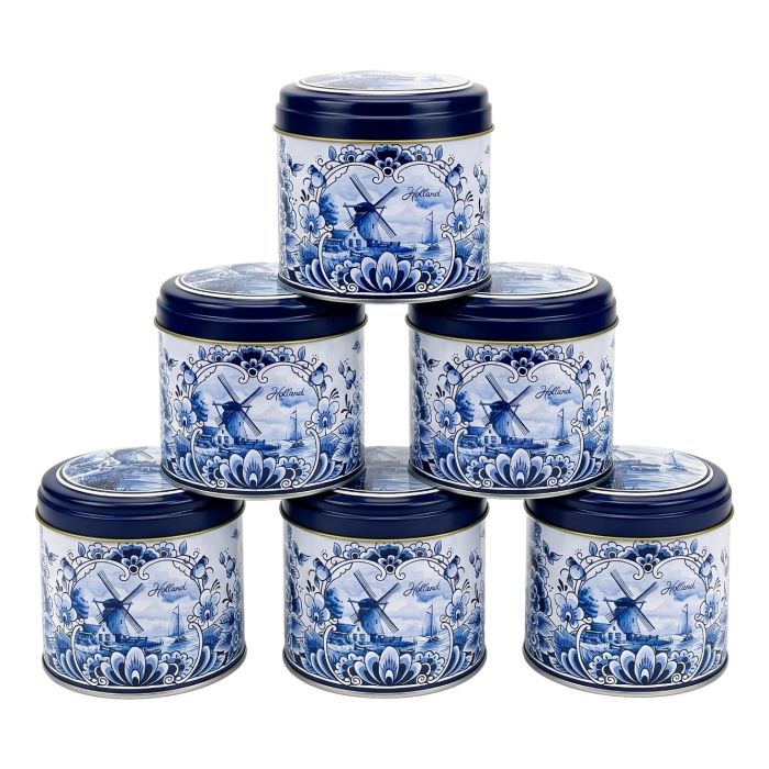 Stroopwafelblik Delfts Blauw Traditioneel Holland – 6 stuks