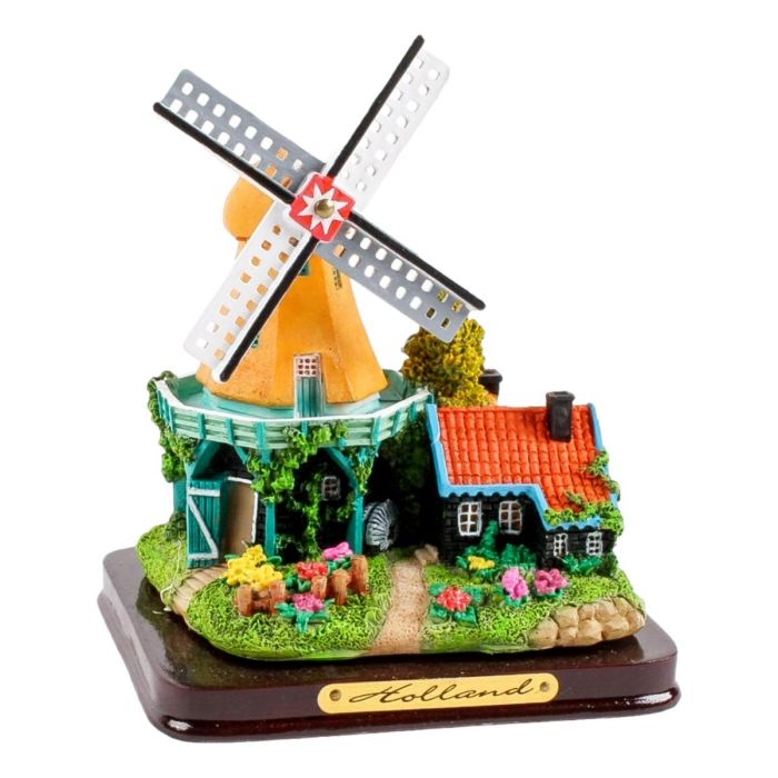 Souvenir Windmill and House 9 cm - Yellow