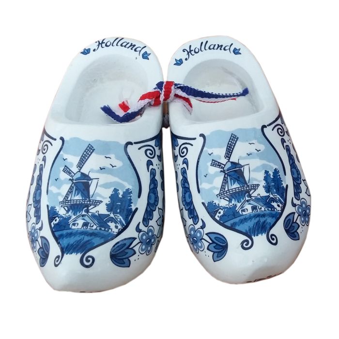 Set houten klompjes 8cm, delfts blauw