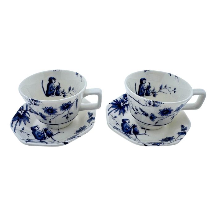Espressokop en Schotel Aapjes - Porselein - Set van 2