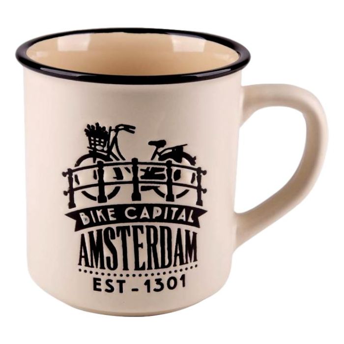 Mok "Amsterdam Bike Capital Beige" - Groot