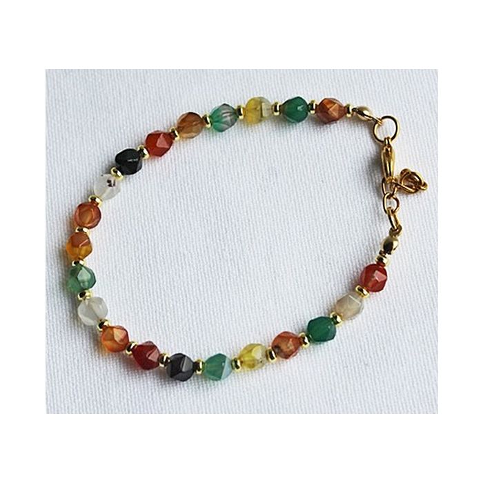 Bracelet multi color facetted agate beads