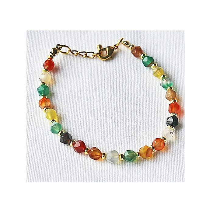 Bracelet multi color facetted agate beads