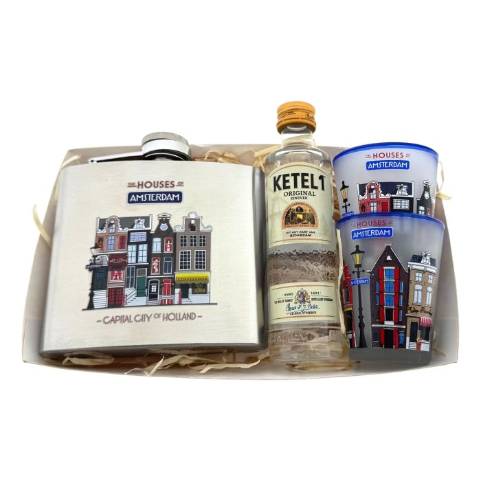 Borrel cadeauset "Grachtenhuisjes"
