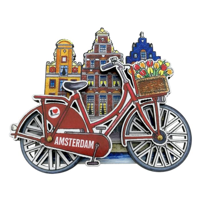 Fridge Magnet Amsterdam Bicycle (Rotating Wheels)