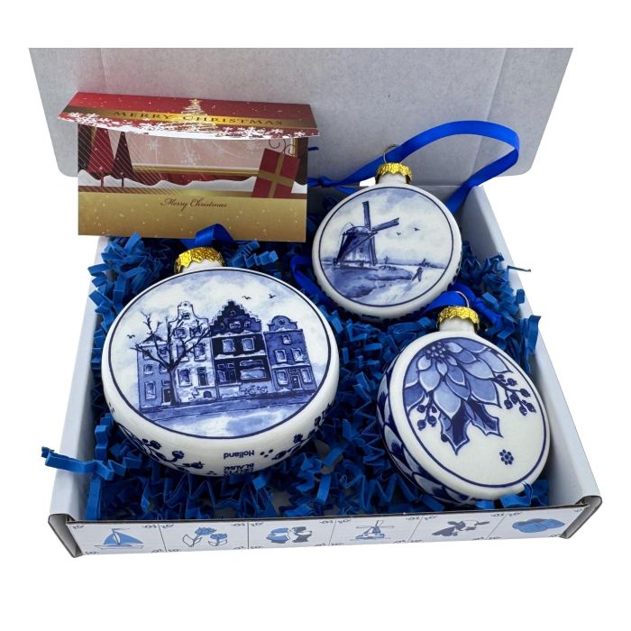 Ceramic Christmas Ornaments in Gift Box – Set of 3