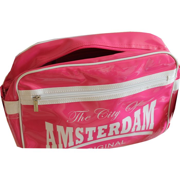 Leisure / shoulderbag Shiny  Amsterdam pink/white, van robin ruth