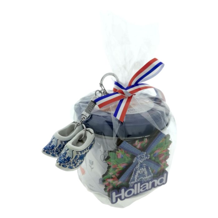 Stroopwafels in delftsblauw blik, souvenirkado
