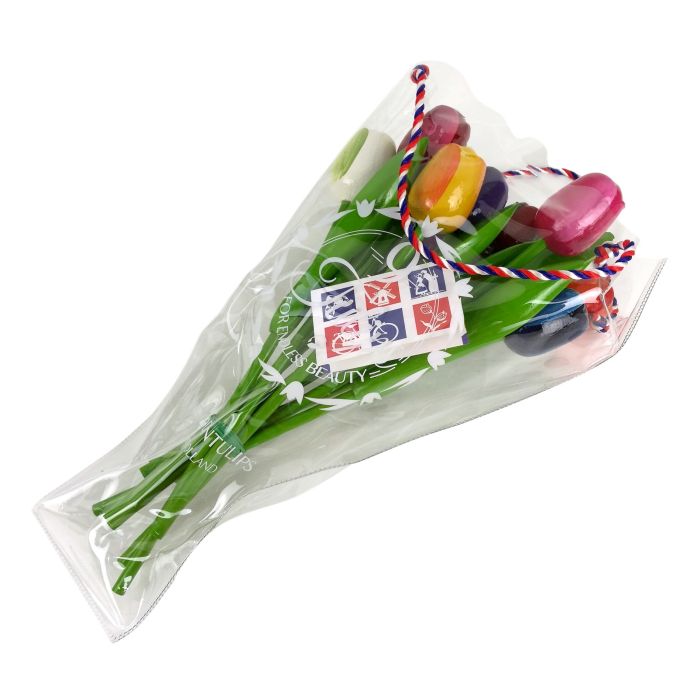 "Zeg het met bloemen" - 9 Grote tulpenboeket met cadeaukaartje, 34cm 