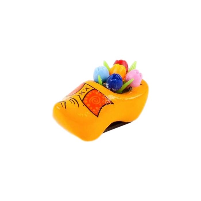 Koelkastmagneet Klomp Boerengeel met tulpjes, 4 cm