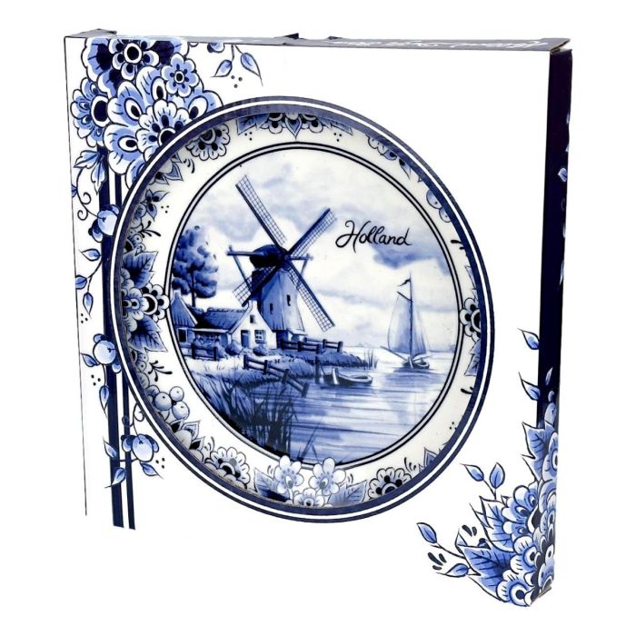Delft Blue Plate - Mill and Sailboat (20 cm)