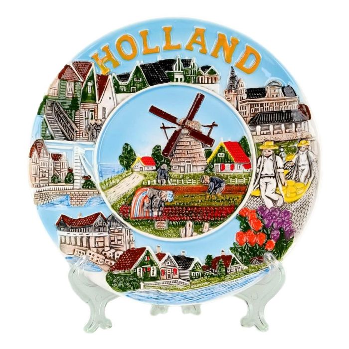 Windmill and Dutch Landscape Wall Plate - 20 cm (large)
