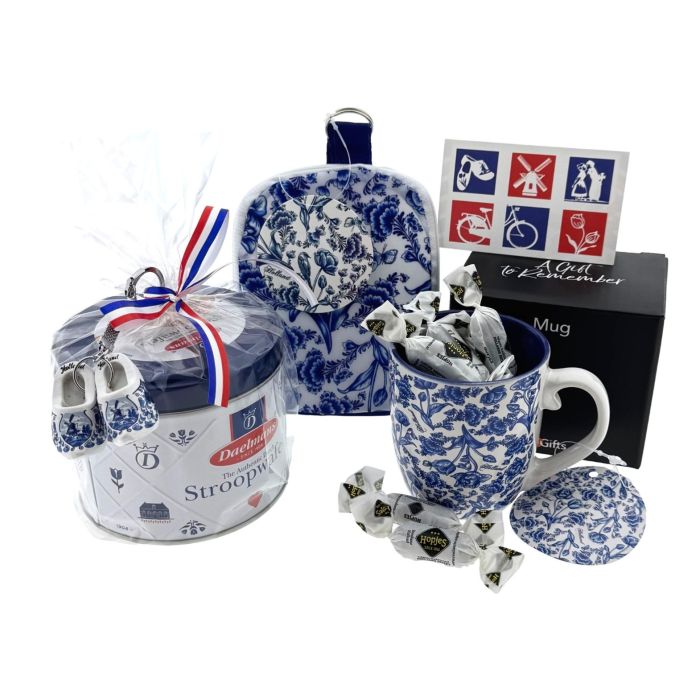Cadeauset Delfts Blauwe Vogel - Stroopwafels met hopjes