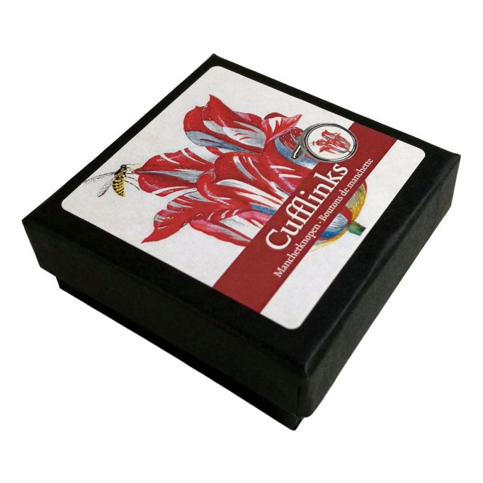 Manchetknopen Rode Tulp, in cadeaudoosje