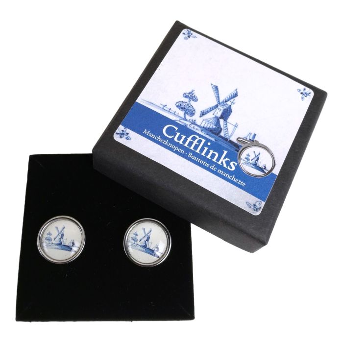 Manchetknopen Hollandse Molen in cadeaudoosje. 