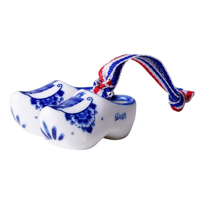 Paar klompjes aan lint Delft - Keramiek 4cm