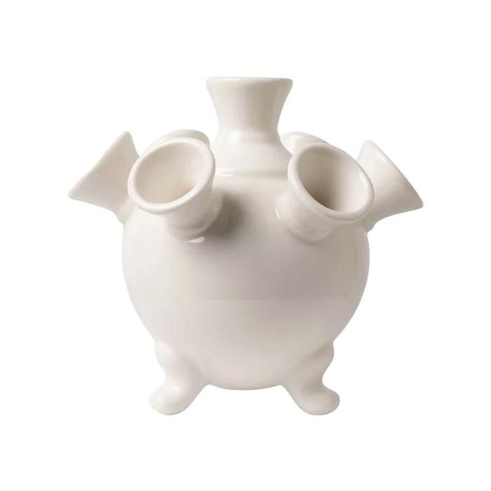 Tulipvase delft white on feet, small
