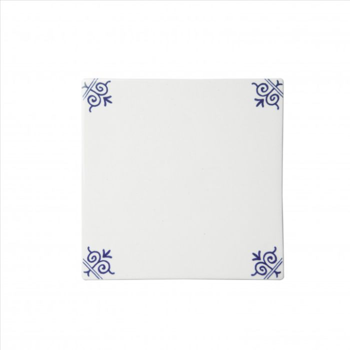 Tile White with Corner Decoration 13cm