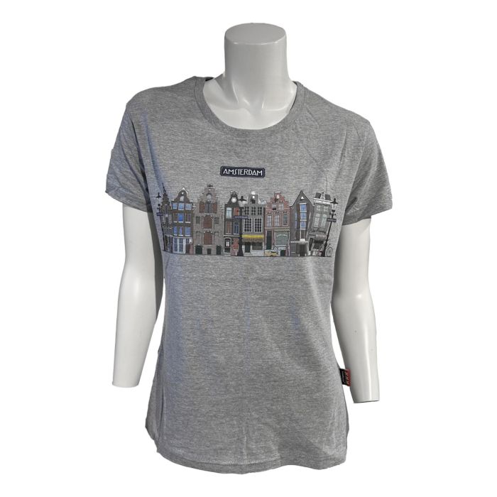 Ladies T-Shirt Gray Amsterdam Houses
