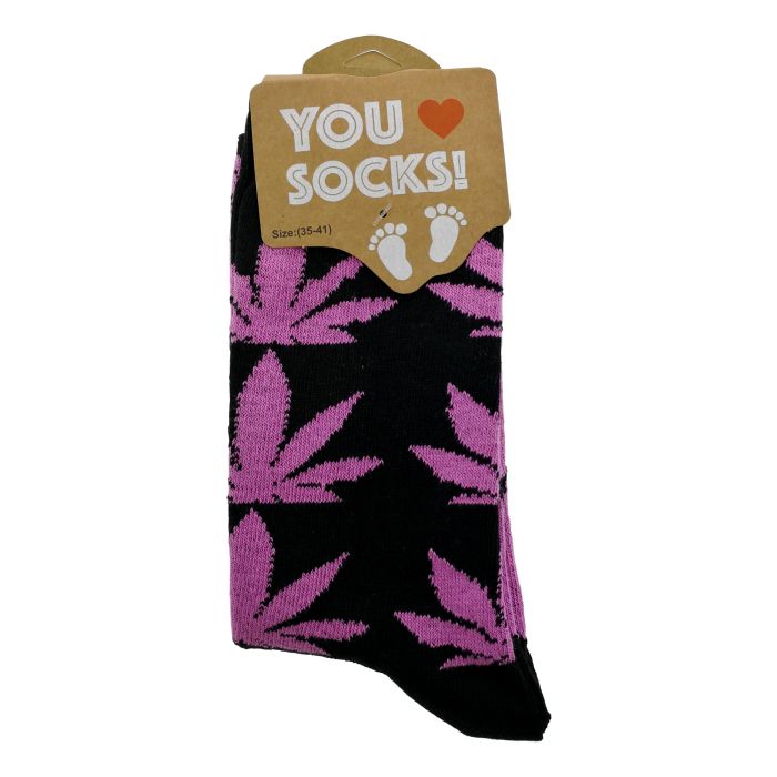 Ladies Socks "Purple Weed Leaves" - 35-41