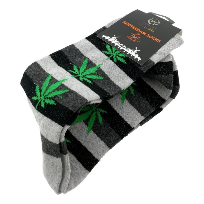 Heren Sokken "Amsterdam Cannabis" - Grijs 43/46