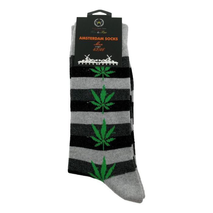 Heren Sokken "Amsterdam Cannabis" - Grijs 43/46