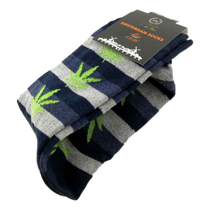 Heren Sokken "Amsterdam Cannabis" - Navy