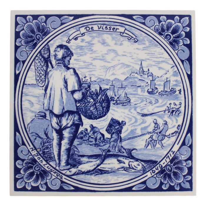 Delfts blauwe tegel - De Visser, 15 cm 