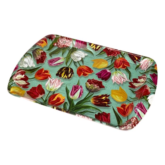 Tray 'pretty tulips' - green (large)
