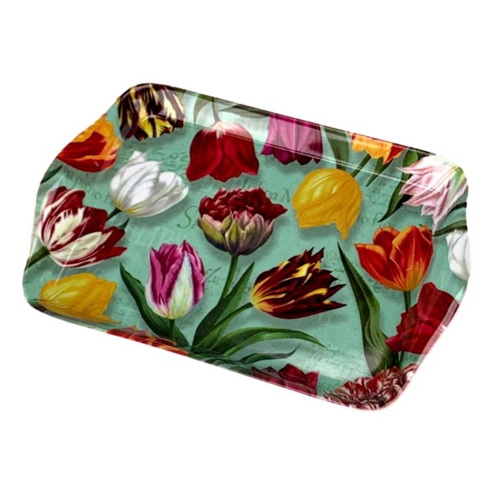 Tray 'pretty tulips' - green (small) 