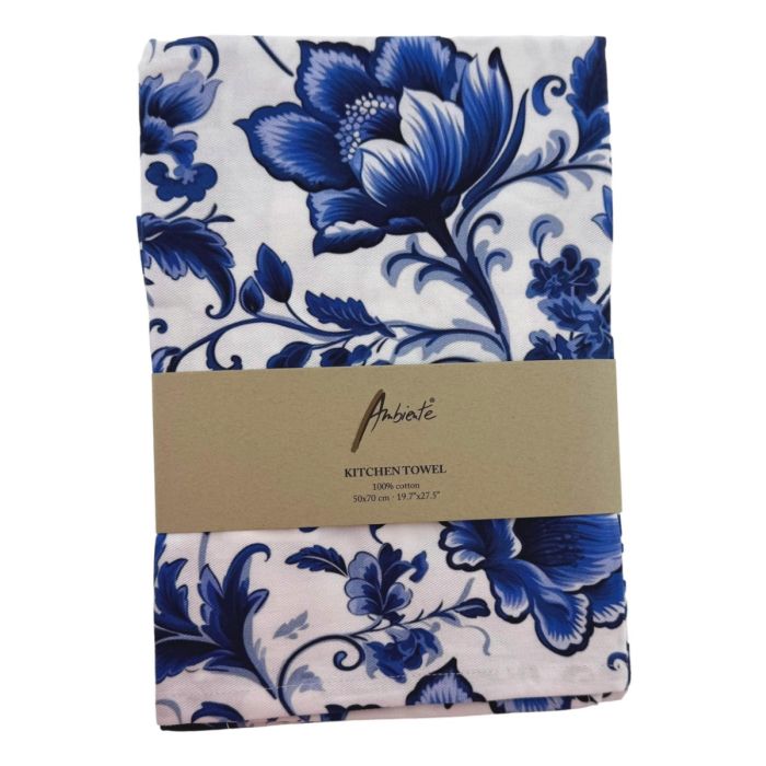 Keukendoek Delft blauwe bloemen