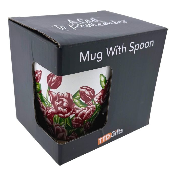 Mok "Rode Tulpen" met lepel