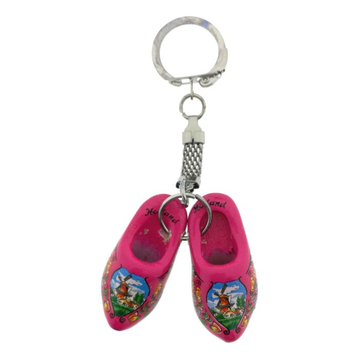 Sleutelhanger 2 Cyclaam houten klompjes 
