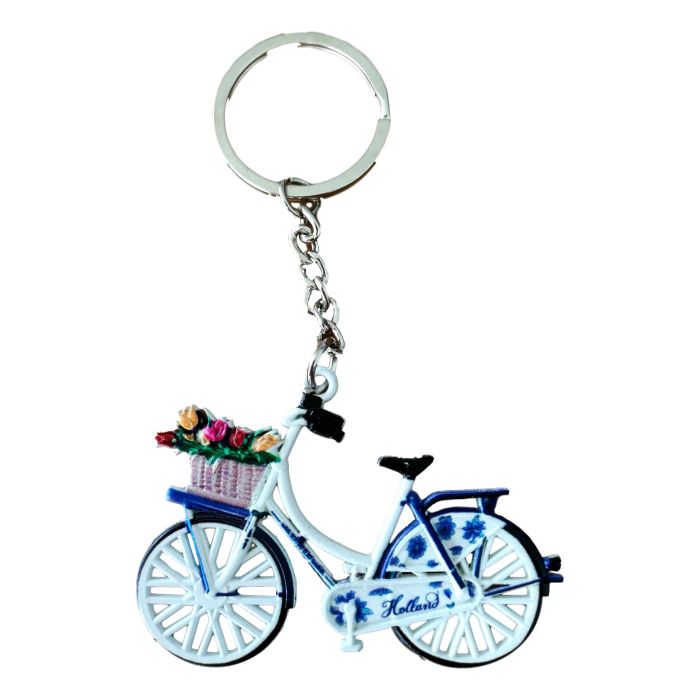 Sleutelhanger "Delfts Blauwe fiets met mand"  - Holland