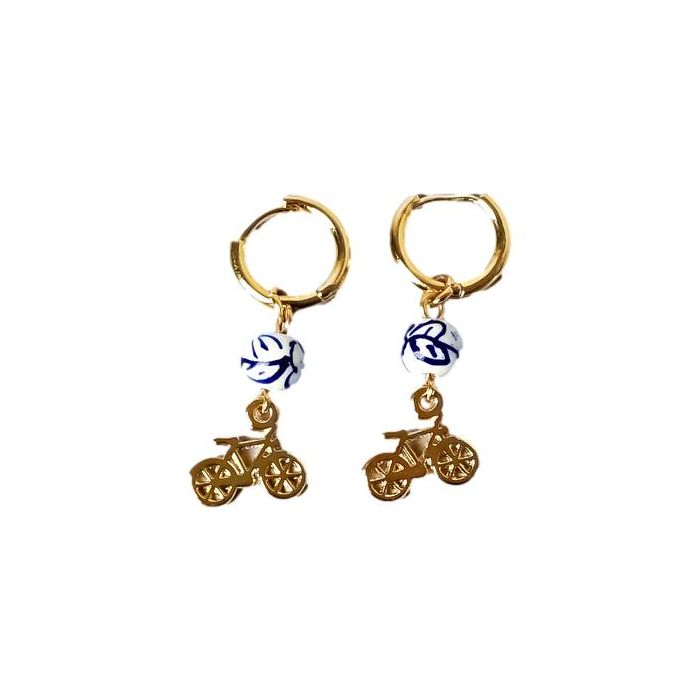 Oorbellen Fiets - Bedel - Goud - 4 cm