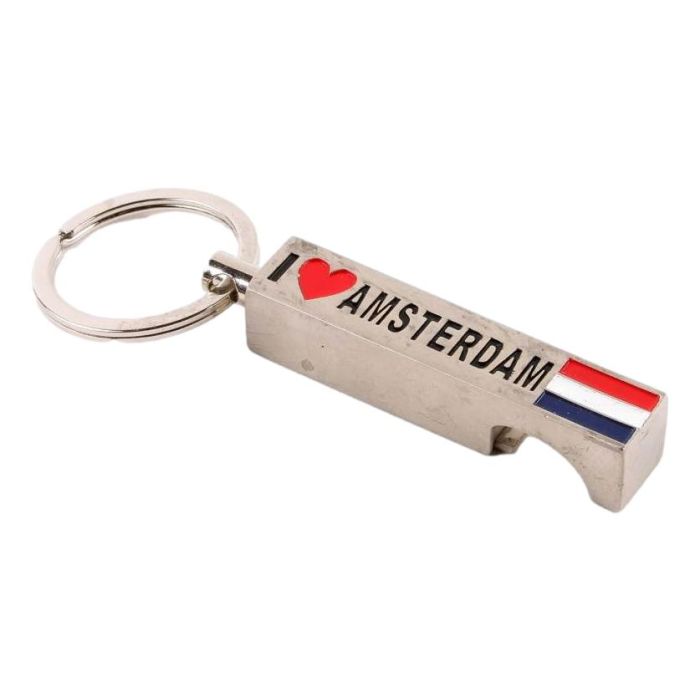 Keychain opener I love Amsterdam silver