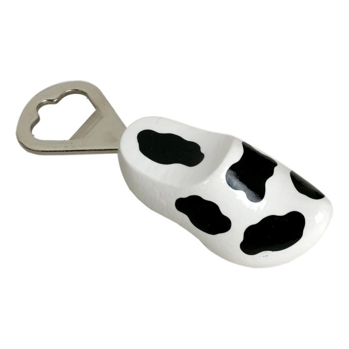 Wooden clog bottle opener cow, 8 cm