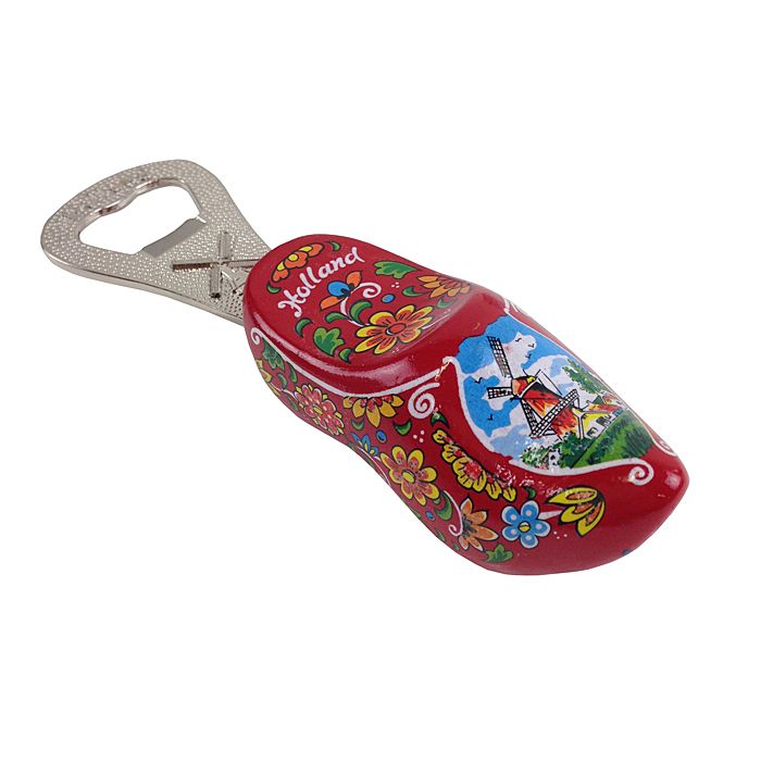 Wooden clog bottle opener red clog, 8 cm
